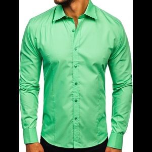 Elegant green long sleeve shirt for men